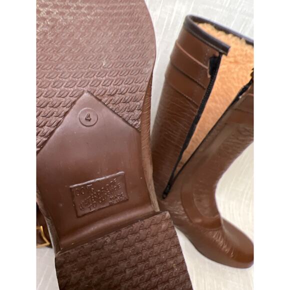 Vintage 60s Size 6 Mod Heeled Rain Boots Fleece Lined Made In USA Mid Calf - Picture 6 of 16